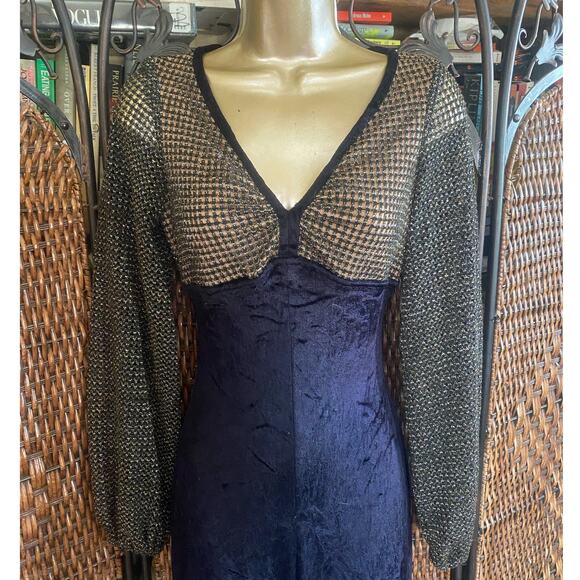 Size XS-S//70s Vintage Velvet Wide Leg Jumpsuit - Picture 2 of 7